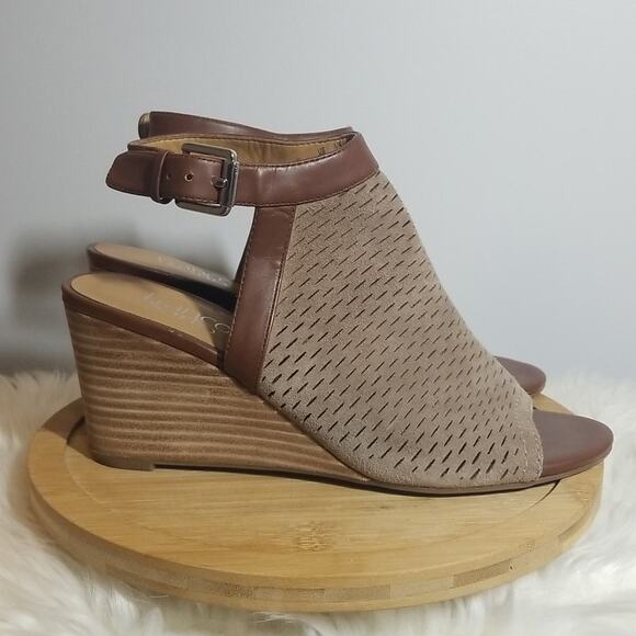 Franco Sarto Martha Suede Wedge Peeptoe Sandal - Picture 4 of 6